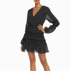 The East Order REVOLVE: Smocked Bubble Sleeve Polka Dot Sheer‎ Ruffle Mini Dress